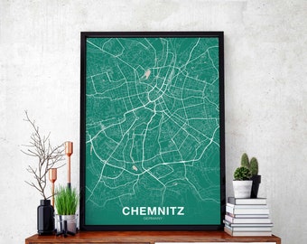 CHEMNITZ Germany poster color Hometown City Print Modern Home Decor Office Decoration Wall Art Dorm Bedroom Gift