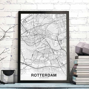 ROTTERDAM Nederland kaart poster Woonplaats Stad Print Modern Home Decor Kantoor Decoratie Wall Art Slaapzaal Slaapkamer Cadeau