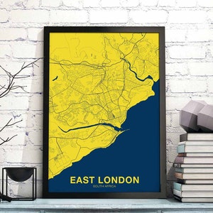 Póster de EAST LONDON, Sudáfrica, ciudad natal, impresión en color, decoración moderna para el hogar, decoración de la oficina, arte de pared, dormitorio, regalo