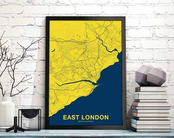EAST LONDON South Africa poster color Hometown City Print Modern Home Decor Office Decoration Wall Art Dorm Bedroom Gift