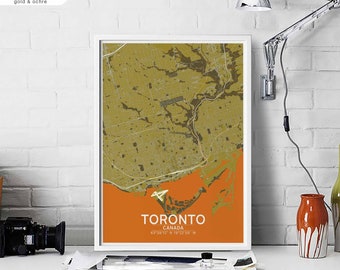 TORONTO Canada map poster black white wall decor design modern scandinavian minimal nordic housewarming travel bedroom
