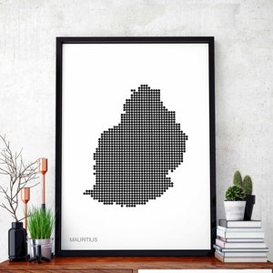 MAURITius Minimal Art Poster schwarz weiss mit Punkten Wand Dekoration Design modern schweizerisch skandinavisch Einweihungsparty