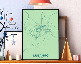 LUBANGO Angola map poster color Hometown City Print Modern Home Decor Office Decoration Wall Art Dorm Bedroom Gift