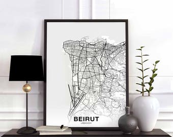 BEIRUT Lebanon map poster Hometown City Print Modern Home Decor Office Decoration Wall Art Dorm Bedroom Gift