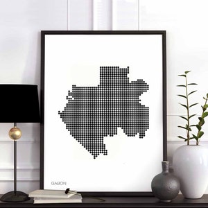 GABON minimal dots retro Wandbild Karte schwarz weiss Wand Dekor Design modern schweizerisch skandinavisch chic elegant elegant elegant elegant Geschenk