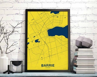 BARRIE Canada map poster color Hometown City Print Modern Home Decor Office Decoration Wall Art Dorm Bedroom Gift