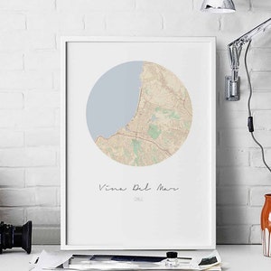 VINA DEL MAR Chili kaart poster wand decor ontwerp modern minimaal nordic reizen slaapkamer huis kunst vintage retro slaapzaal kinderkamer housewarming