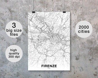 FIRENZE Italy map poster Hometown City Print Modern Home Decor Office Decoration Wall Art Dorm Bedroom Gift
