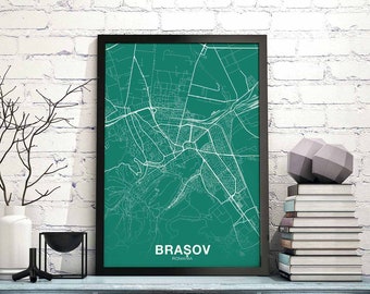 BRASOV Romania poster color Hometown City Print Modern Home Decor Office Decoration Wall Art Dorm Bedroom Gift