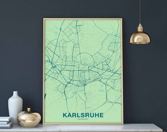 KARLSRUHE Germany poster color Hometown City Print Modern Home Decor Office Decoration Wall Art Dorm Bedroom Gift