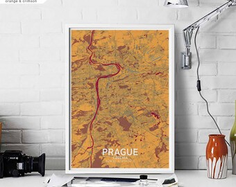 PRAGUE Czechia map poster black white wall decor design modern scandinavian minimal nordic housewarming travel bedroom