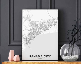PANAMA CITY Panama map poster black white Hometown City Print Modern Home Decor Office Decoration Wall Art Dorm Bedroom Gift