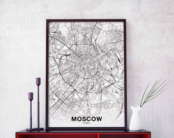 MOSCOW Russia map poster Hometown City Print Modern Home Decor Office Decoration Wall Art Dorm Bedroom Gift