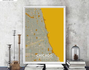 CHICAGO Illinois USA map poster black white Hometown City Print Modern Home Decor Office Decoration Wall Art Dorm Bedroom Gift