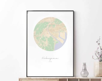 FUKUYAMA Japan map poster wall decor design modern minimal nordic travel bedroom home art vintage retro dorm nursery housewarming