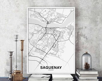 SAGUENAY Canada map poster Hometown City Print Modern Home Decor Office Decoration Wall Art Dorm Bedroom Gift
