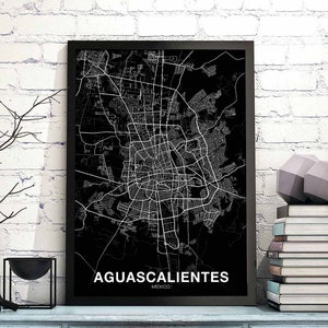 AGUASCALIENTES Mexico map poster black white Hometown City Print Modern Home Decor Office Decoration Wall Art Dorm Bedroom Gift