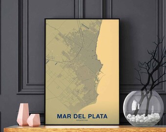 MAR DEL PLATA Argentina map poster color Hometown City Print Modern Home Decor Office Decoration Wall Art Dorm Bedroom Gift art