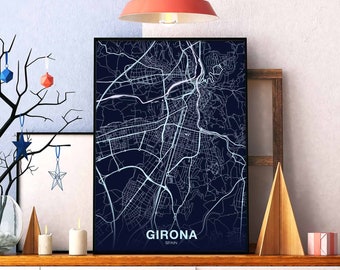 GIRONA Spain poster color Hometown City Print Modern Home Decor Office Decoration Wall Art Dorm Bedroom Gift