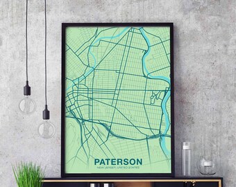 PETERSON New Jersey NJ USA poster color Hometown City Print Modern Home Decor Office Decoration Wall Art Dorm Bedroom Gift