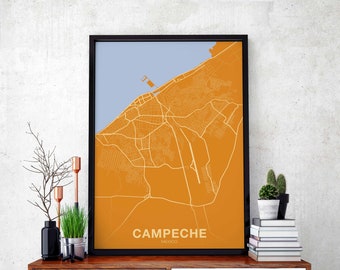 CAMPECHE Mexico map poster color Hometown City Print Modern Home Decor Office Decoration Wall Art Dorm Bedroom Gift art