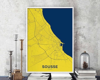 SOUSSE Tunisia poster color Hometown City Print Modern Home Decor Office Decoration Wall Art Dorm Bedroom Gift