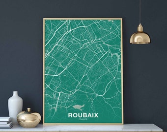 ROUBAIX France map poster colors Hometown City Print Modern Home Decor Office Decoration Wall Art Dorm Bedroom Gift