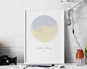OCHO RIOS Jamaica map poster wall decor design modern minimal nordic travel bedroom home art vintage retro dorm nursery housewarming