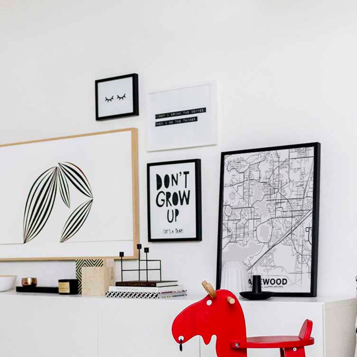 LAKEWOOD Washington WA USA Map Poster Black White Hometown City Print ...