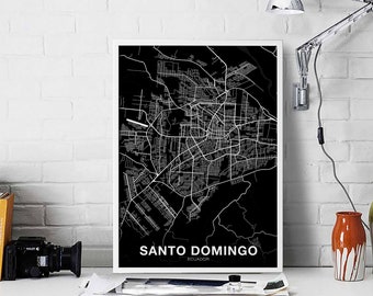 SANTO DOMINGO Ecuador map poster black white  Hometown City Print Modern Home Decor Office Decoration Wall Art Dorm Bedroom Gift