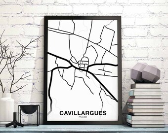 CAVILLARGUES France map poster black white Hometown City Print Modern Home Decor Office Decoration Wall Art Dorm Bedroom Gift