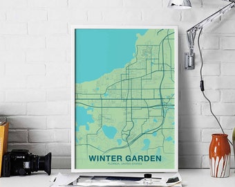 WINTER GARDEN Florida FL usa poster color Hometown City Print Modern Home Decor Office Decoration Wall Art Dorm Bedroom Gift