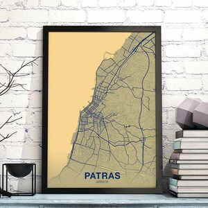 PATRAS Griechenland Karte Poster Farbe Hometown City Print Moderne Wohnkultur Büro Dekoration Wand Kunst Wohnheim Schlafzimmer Geschenk