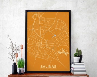SALINAS California CA USA poster color Hometown City Print Modern Home Decor Office Decoration Wall Art Dorm Bedroom Gift