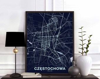 CZESTOCHOWA/CZĘSTOCHOWA Poland poster color Hometown City Print Modern Home Decor Office Decoration Wall Art Dorm Bedroom Gift