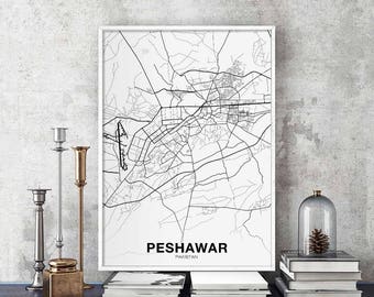 PESHAWAR Pakistan map poster Hometown City Print Modern Home Decor Office Decoration Wall Art Dorm Bedroom Gift