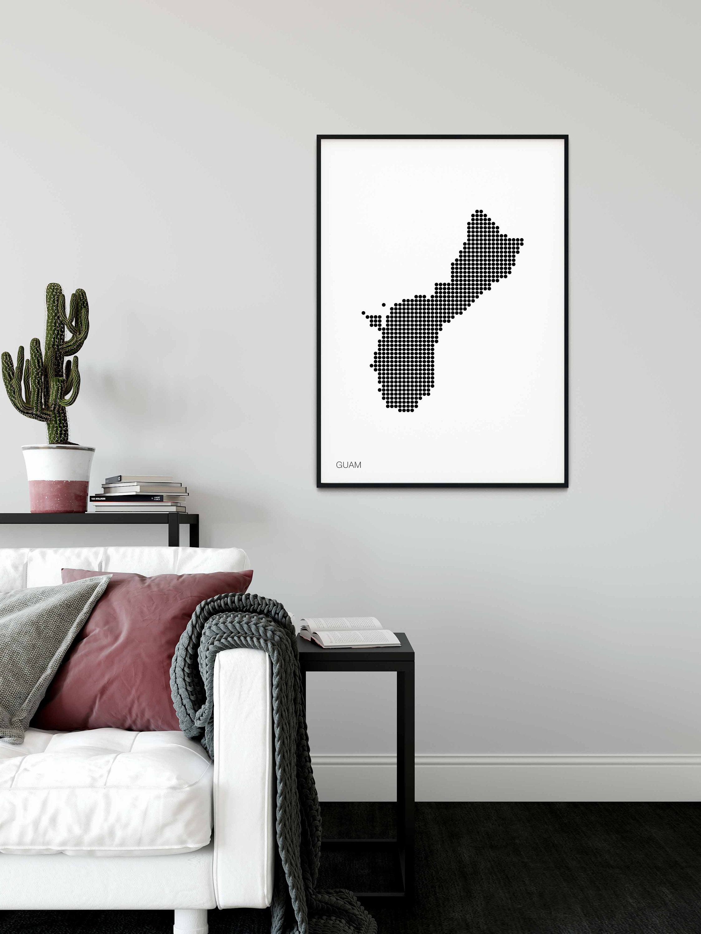 NORTH CAROLINA US state minimal dots retro map poster black white wall decor design modern swiss scandinavian nordic housewarming travel