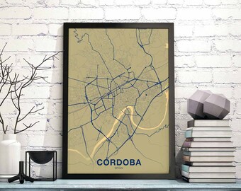 CORDOBA Spain map poster color Hometown City Print Modern Home Decor Office Decoration Wall Art Dorm Bedroom Gift