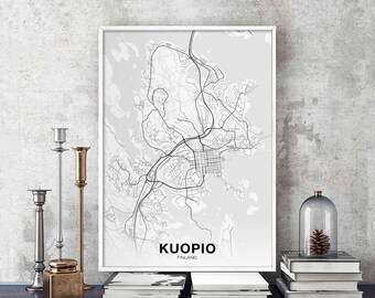 KUOPIO Finland map poster Hometown City Print Modern Home Decor Office Decoration Wall Art Dorm Bedroom Gift