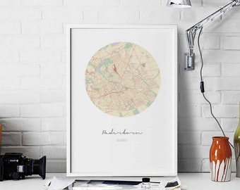 PADERBORN Germany map poster wall decor design modern minimal nordic travel bedroom home art vintage retro dorm nursery housewarming