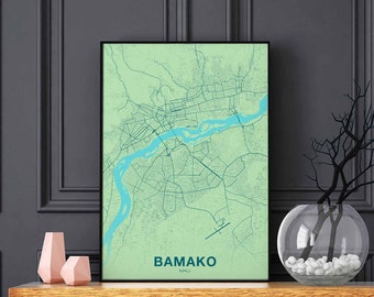 BAMAKO Mali map poster color Hometown City Print Modern Home Decor Office Decoration Wall Art Dorm Bedroom Gift art