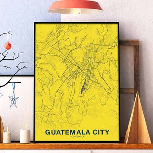 GUATEMALA CITY Guatemala Karte Poster Farbe Heimatstadt Stadt Druck Moderne Wohnkultur Büro Dekoration Wand Kunst Wohnheim Schlafzimmer Geschenk