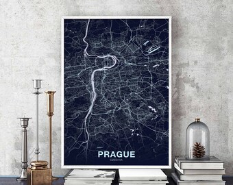 PRAGUE Praha Czechia map poster color Hometown City Print Modern Home Decor Office Decoration Wall Art Dorm Bedroom Gift art