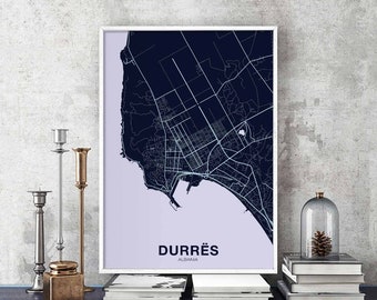 DURRES Albania poster color Hometown City Print Modern Home Decor Office Decoration Wall Art Dorm Bedroom Gift