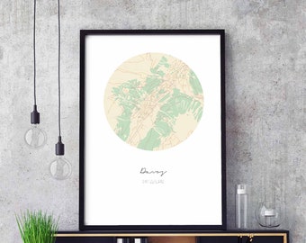 DAVOS Switzerland map poster wall decor design modern minimal nordic travel bedroom home art vintage retro dorm nursery housewarming