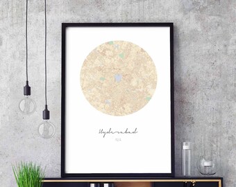 HYDERABAD India map poster wall decor design modern minimal nordic travel bedroom home art vintage retro dorm nursery housewarming
