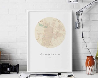 GUANTANAMO Cuba map poster wall decor design modern minimal nordic travel bedroom home art vintage retro dorm nursery housewarming