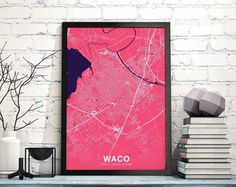 WACO Texas TX USA poster color Hometown City Print Modern Home Decor Office Decoration Wall Art Dorm Bedroom Gift