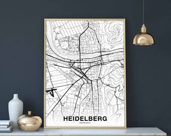 HEIDELBERG Germany map poster Hometown City Print Modern Home Decor Office Decoration Wall Art Dorm Bedroom Gift