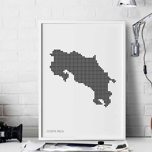 COSTA RICA Poster Karte mit Punkten retro Karte Wandbild Karte Wandbild Karte Wandkunst Karte zeigen Karte Wandbild Karte Wandkunst Karte minimalistisch Glanz Karte